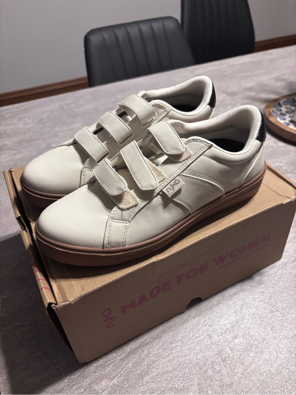 Ryka Cream and Brown Women's Velcro Sneakers
